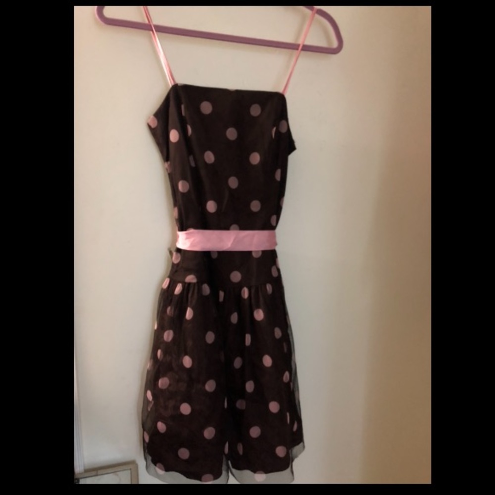 Pink and brown polka dot dress